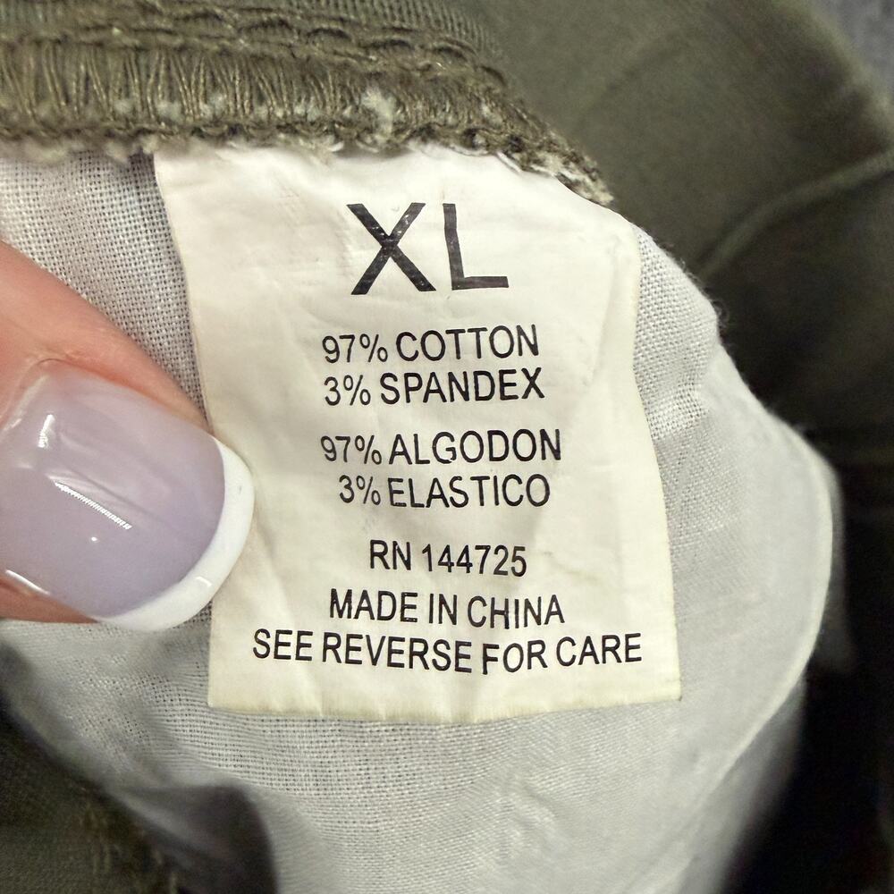 American Bazi Womens Pull On Skinny Pants Size XL Olive Green Distressed Militar - Picture 11 of 12